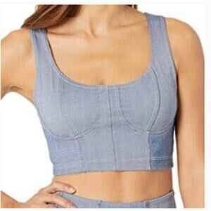 Year of Ours Dolly Denim Blue Bra Top Womens XSmall
